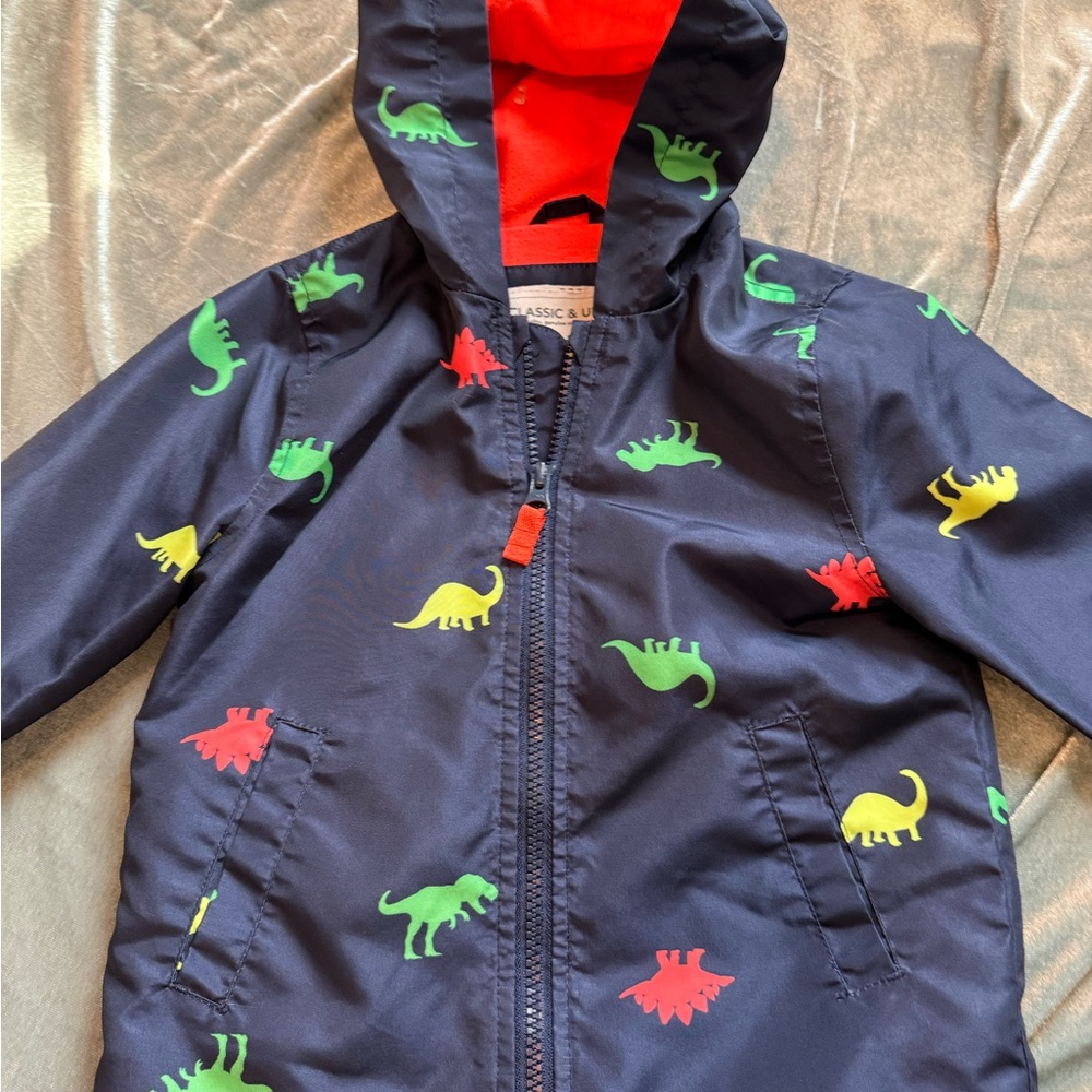 Carter's Navy Dinosaur Raincoat with Red and Green Accents